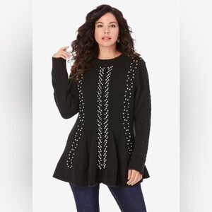 Roaman's Women's Plus Size Fit and Flare Sweater Size 12 S